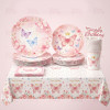 Butterfly Party Supplies,Disposable Paper Plates Cups Napkins Tablecloth For Birthday Decorations