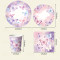 Purple Butterfly Party Supplies,Disposable Paper Plates Cups Napkins Tablecloth Birthday Decor Set