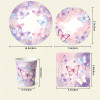 Purple Butterfly Party Supplies,Disposable Paper Plates Cups Napkins Tablecloth Birthday Decor Set