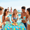 Pool Party Supplies,2 Styles Disposable Paper Plates Cups Napkins Tablecloth Summer Beach Decor Set