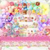 Donut Party Supplies,Disposable Paper Plates Cups Napkins Tablecloth Kids Birthday Decor Set