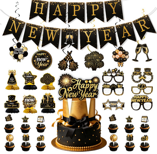 New Year Party Supplies,Happy New Year Banner Photo Booth Props Hanging Decor Kit