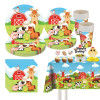 Farm Animal Party Supplies,Disposable Paper Plates Cups Napkins Tablecloth Kids Birthday Decor Set