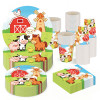 Farm Animal Party Supplies,Disposable Paper Plates Cups Napkins Tablecloth Kids Birthday Decor Set