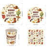 Cowboy Rodeo Party Supplies,Disposable Paper Plates Cups Napkins Tablecloth Birthday Decor Set