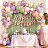 Purple Pink Sage Green Birthday Balloon Garland Kit Butterfly Floral Theme Girl Party Decor