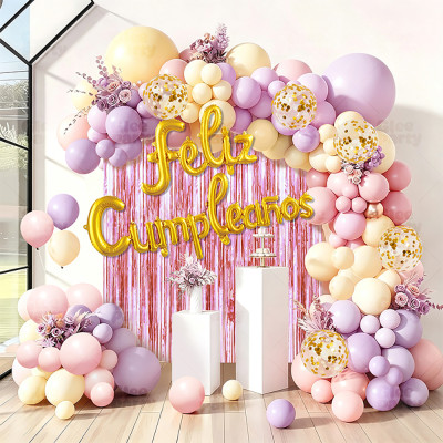 Pastel Balloon Garland Kit Feliz Cumpleanos Birthday Party Decorations