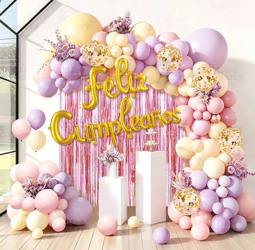 Pastel Balloon Garland Kit Feliz Cumpleanos Birthday Party Decorations
