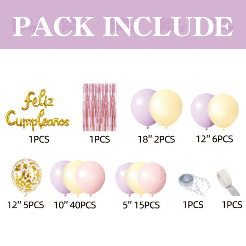 Pastel Balloon Garland Kit Feliz Cumpleanos Birthday Party Decorations