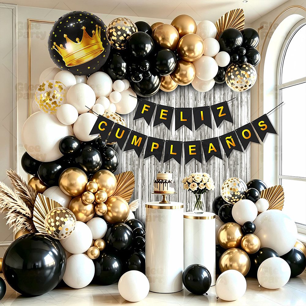 Black Gold Birthday Balloon Garland