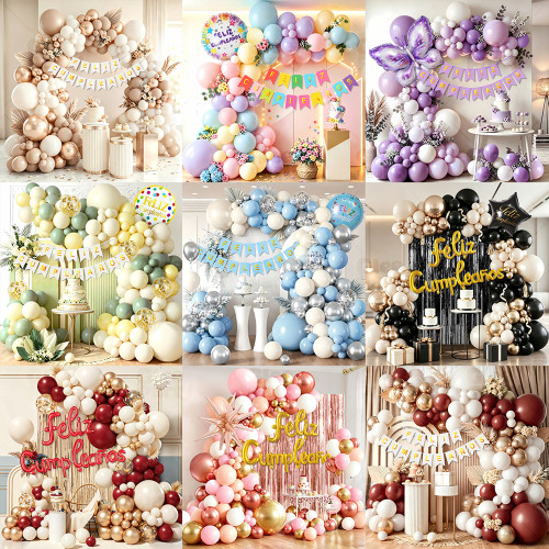 Feliz Cumpleaños Balloon Garland Kit, Red White Gold Birthday Party Decorations