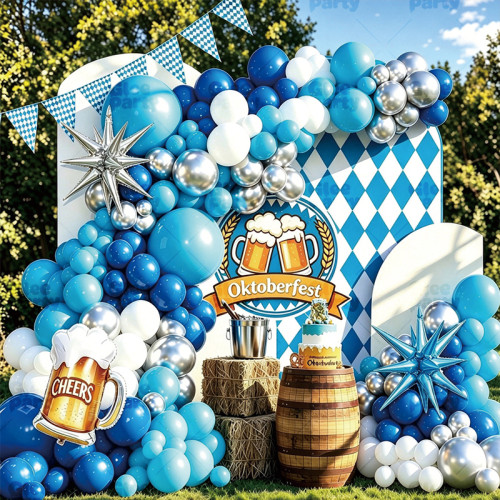 Beer Festival Balloon Set Oktoberfest Balloon Arch Outdoor Party Decor With Cheers Beer Mug Foil Balloon