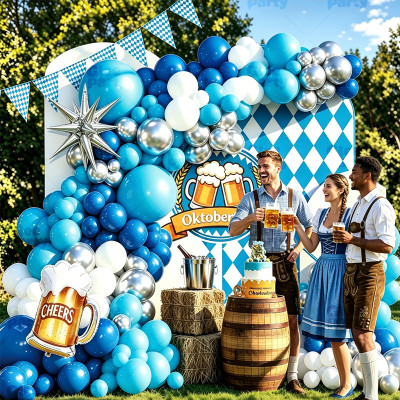 Beer Festival Balloon Set Oktoberfest Balloon Arch Outdoor Party Decor With Cheers Beer Mug Foil Balloon