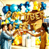 Oktoberfest Balloon Garland Kit, Blue Yellow White Balloon Arch With Oktober Foil Letter Balloons