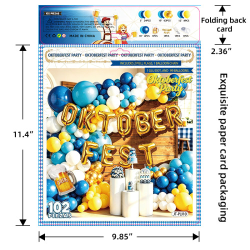 Oktoberfest Balloon Garland Kit, Blue Yellow White Balloon Arch With Oktober Foil Letter Balloons