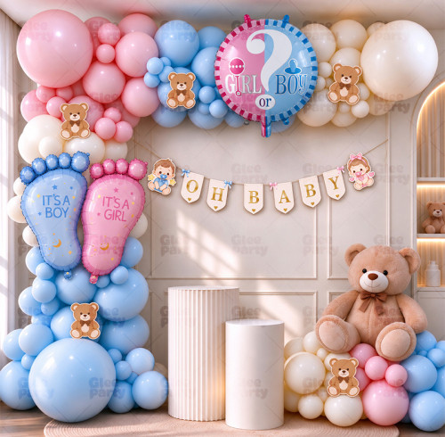 Baby Shower Balloon Garland Kit Gender Reveal Party Decor With It's A Boy Girl Foil Balloons