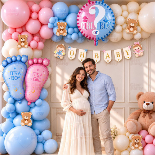 Baby Shower Balloon Garland Kit Gender Reveal Party Decor With It's A Boy Girl Foil Balloons