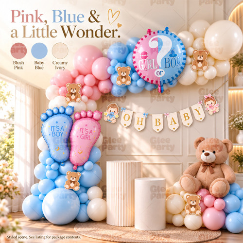 Baby Shower Balloon Garland Kit Gender Reveal Party Decor With It's A Boy Girl Foil Balloons