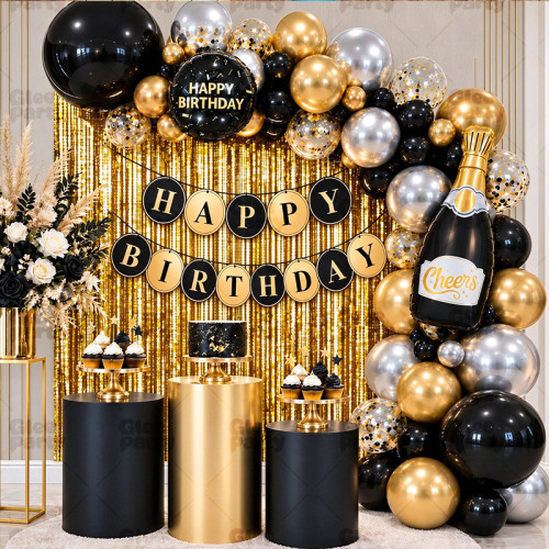 Black Gold Birthday Balloon Garland Kit, 18Th 20Th 30Th 40Th Adult Milestone Birthday Party Decor