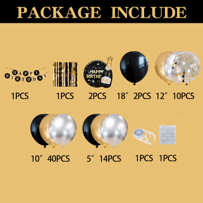 Black Gold Birthday Balloon Garland Kit, 18Th 20Th 30Th 40Th Adult Milestone Birthday Party Decor