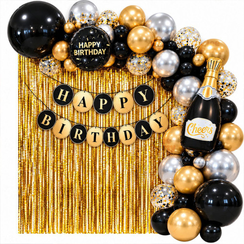Black Gold Birthday Balloon Garland Kit, 18Th 20Th 30Th 40Th Adult Milestone Birthday Party Decor