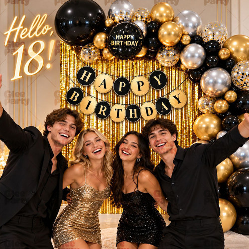 Black Gold Birthday Balloon Garland Kit, 18Th 20Th 30Th 40Th Adult Milestone Birthday Party Decor