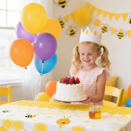 Birthday tablecloth, 72 x 54 inches rectangular tablecloth, party decoration