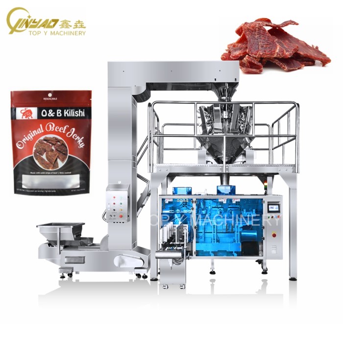 Automatic Snacks Biltong Beef Jerky Packing Machine Plastic Kraft Paper Bags Stand Up Pouch Packaging Machine