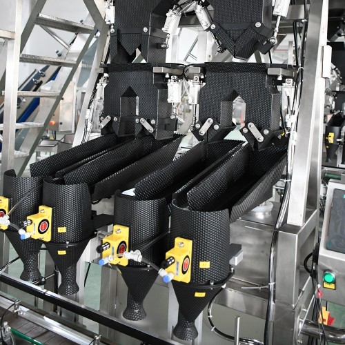 Granule Candy Bubble Gum Filling Line Bottle Jar With Multihead Weigher Automatic Filling Machine