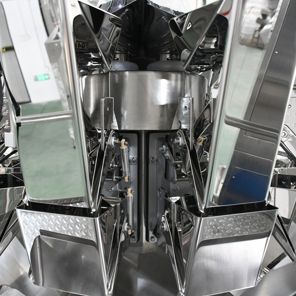 Stainless steel multihead weigher unit ready for testing