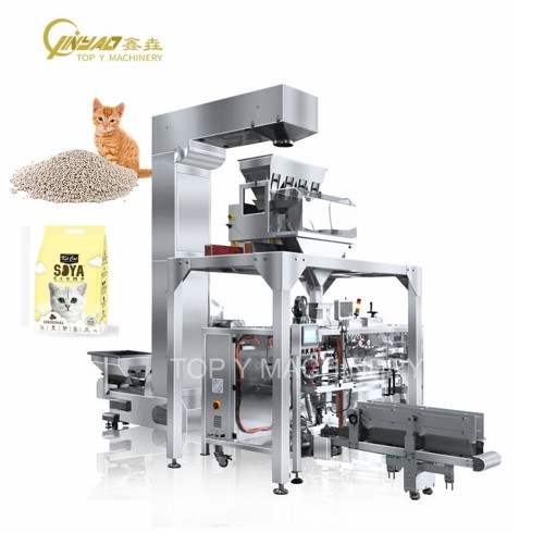 Customized Automatic Cat Food Packaging Machine M Shape Pouch Cat Litter Side Gusset Bag Packing Machine
