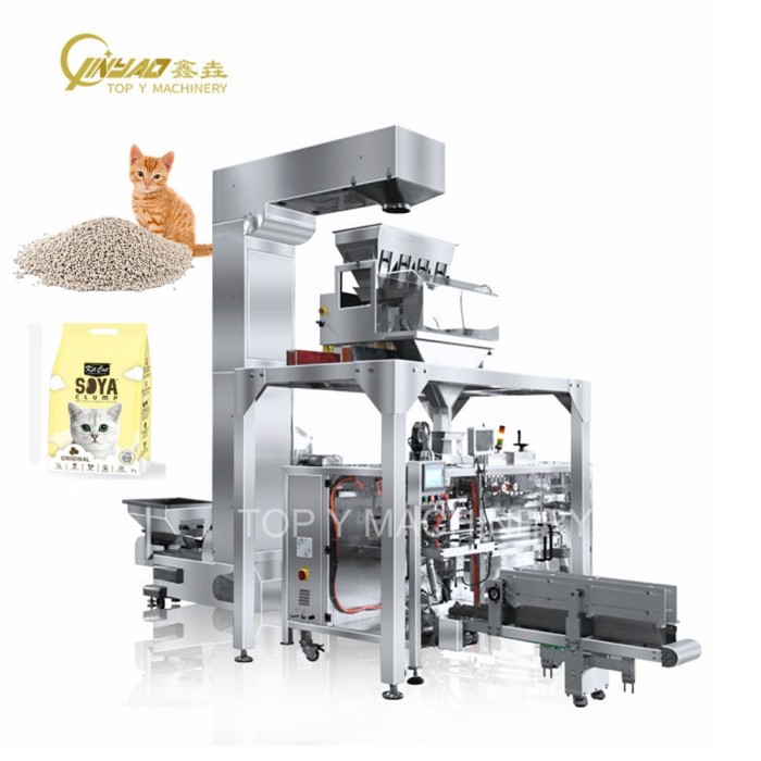 Customized Automatic Cat Food Packaging Machine M Shape Pouch Cat Litter Side Gusset Bag Packing Machine