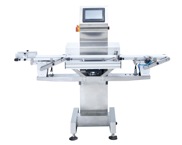 Automatic checkweigher with belt conveyor and rejector for weight sorting