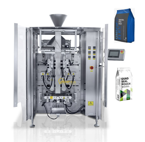 Automatic Coffee Packing Machine Powder Quad Seal VFFS Form Fill Seal Gusset Bag Packaging Machine