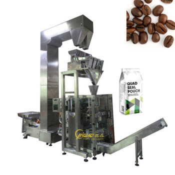 Fully Coffee Auto Quad Seal Bag Stand up Pouch Food Packaging Automatic 4 Side Seal Packing Machine