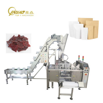 Automatic Beef Jerky Dried Nuts Peanuts Cashew Granule Stand up Pouch Doypack Filling and Packing Machine