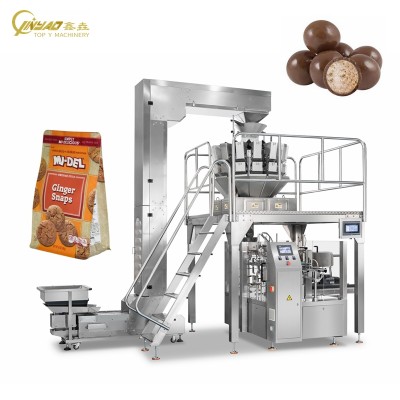 High Speed Chocolate Candy Cookies Premade Pouch Filling and Sealing Rotary Packing Machine