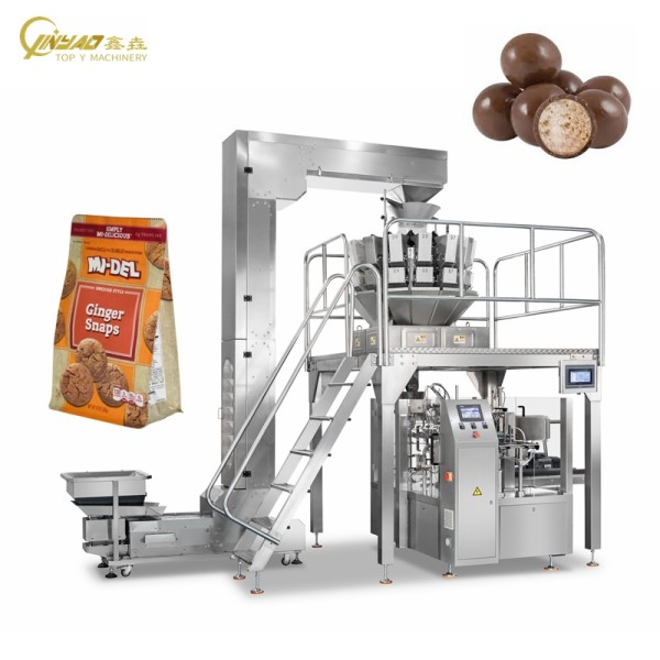 High Speed Chocolate Candy Cookies Premade Pouch Filling and Sealing Rotary Packing Machine