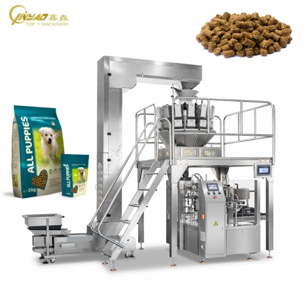Automatic Gusset Pouch Doypack Packaging Machinery Pet cat Dog Granule Food Premade Bag Rotary Packing Machine