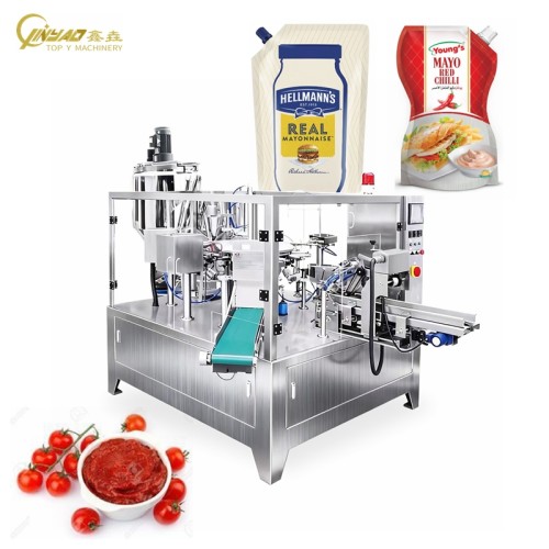Automatic Rotary Packaging Machine Sauce and Paste Premade Pouch Fill Seal Packing Machine for Mayonnaise