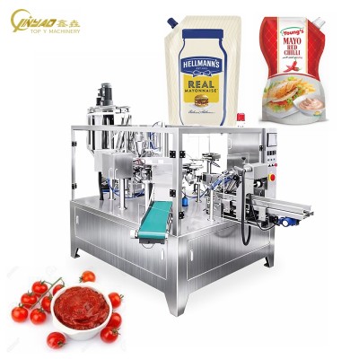 Automatic Rotary Packaging Machine Sauce and Paste Premade Pouch Fill Seal Packing Machine for Mayonnaise