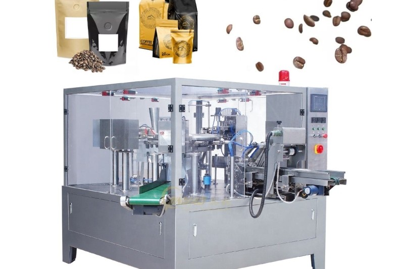 A rotary packing machine seamlessly handling different pouch types, from stand-up to flat pouches.