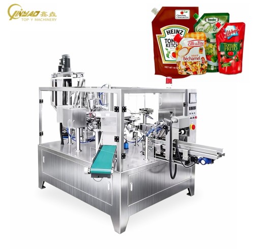 High Speed Peanut Butter Spout Pouch Filling and Packaging Machine Sauce Paste Rotary Packing Machine