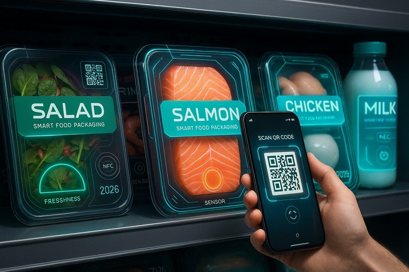 Smart food packaging with QR codes and NFC technology