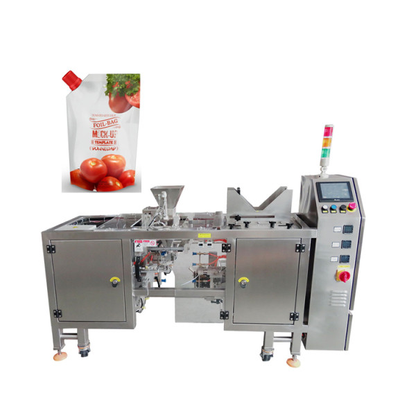 Máquina automática de envasado en bolsas prefabricadas | Producto líquido en pasta | Llenado y sellado de bolsas con boquilla
