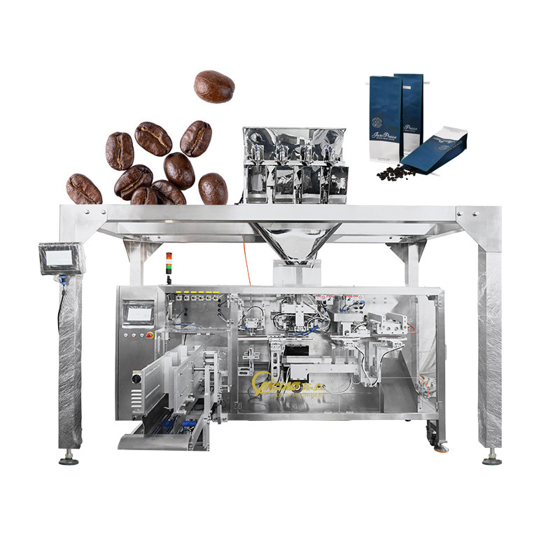 A high-speed rotary doypack machine in action, showing the circular carousel design.