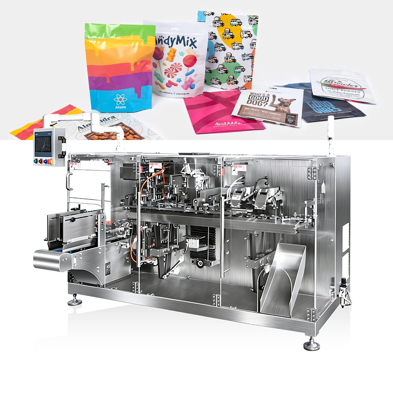 Diagram showing the workstations of a rotary premade bag packing machine