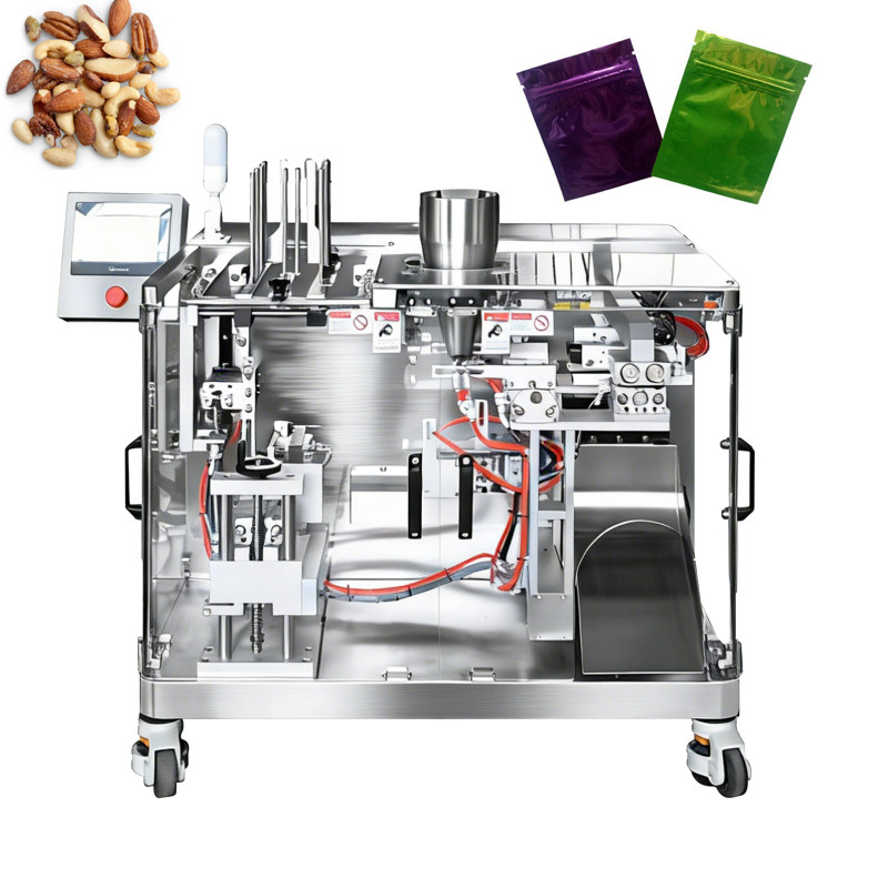 A variety of nuts with different shapes and sizes, illustrating the need for versatile packaging machinery.