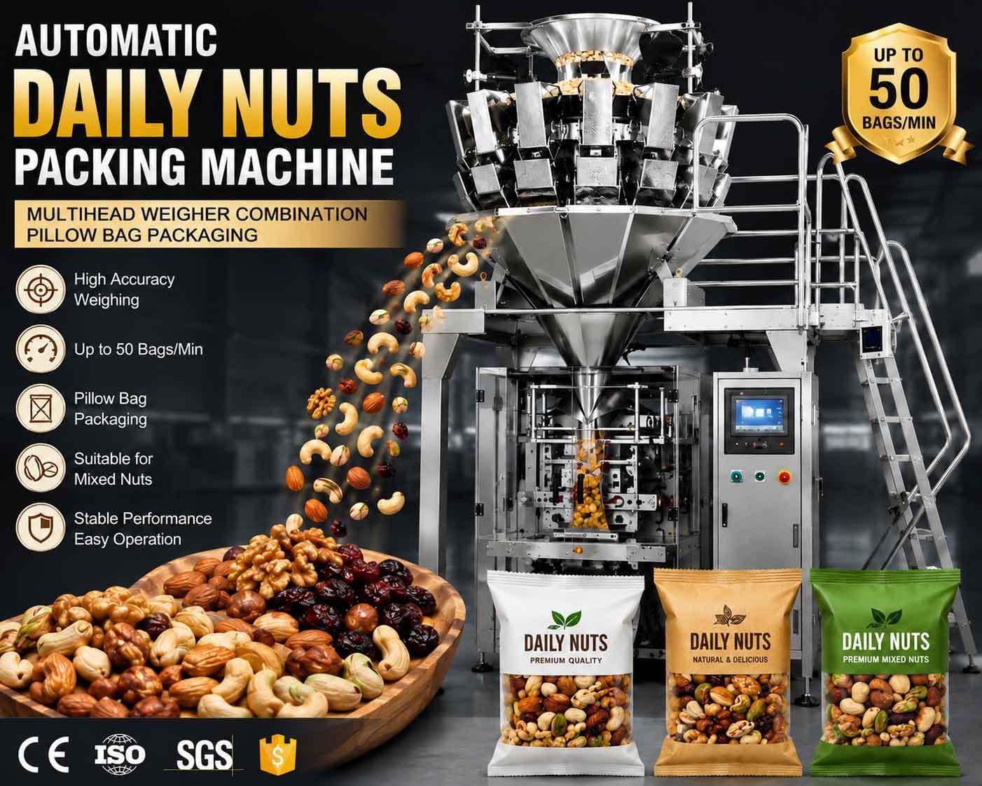 Vertical Packaging for Mixed Nuts Explained: The TOP Y Packing Machine Advantage.