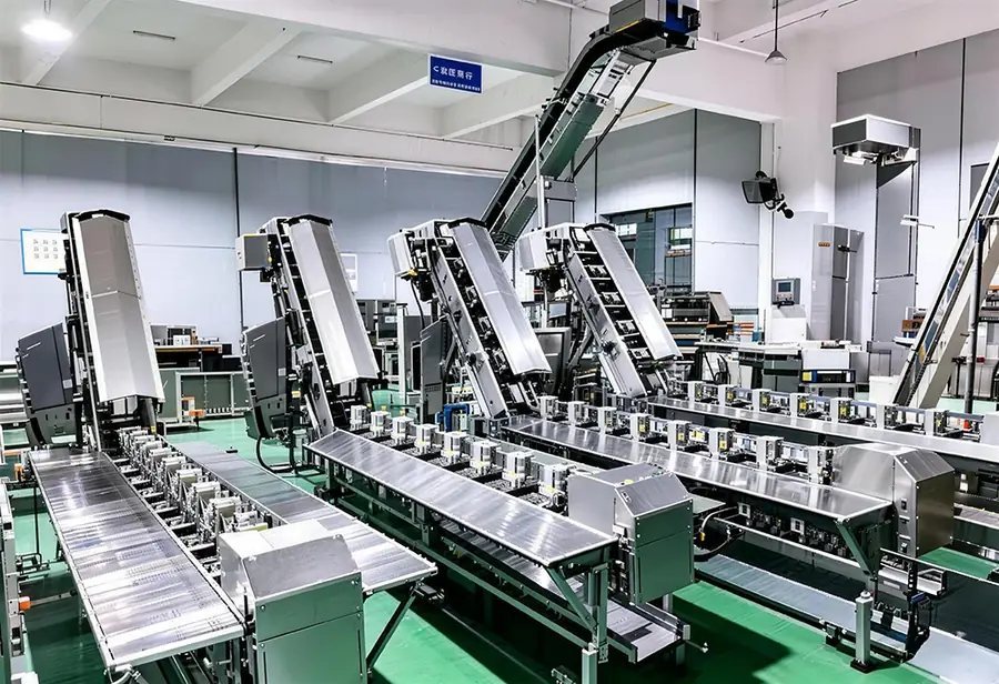 Packaging line running at a food factory